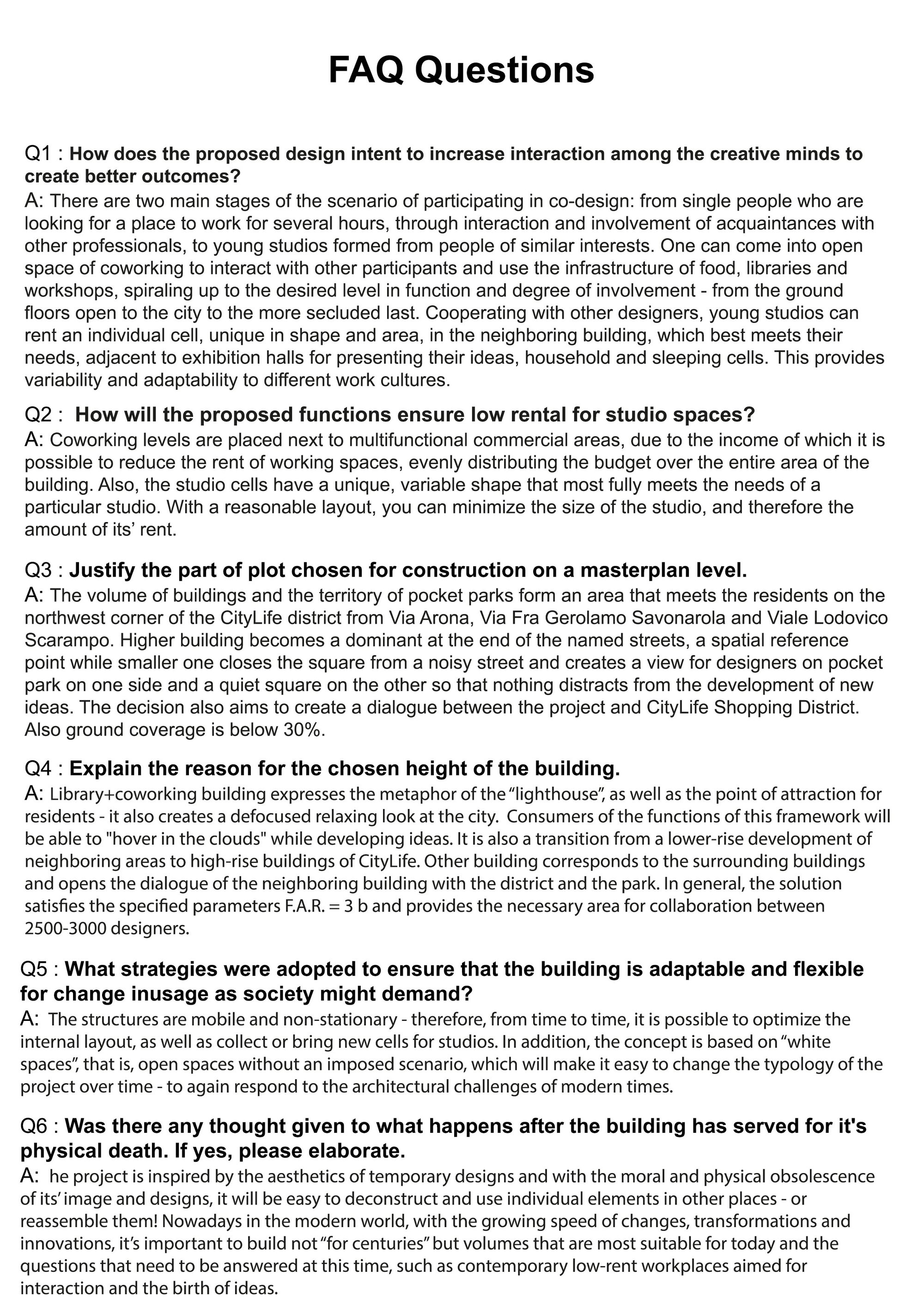 FAQ questionnare