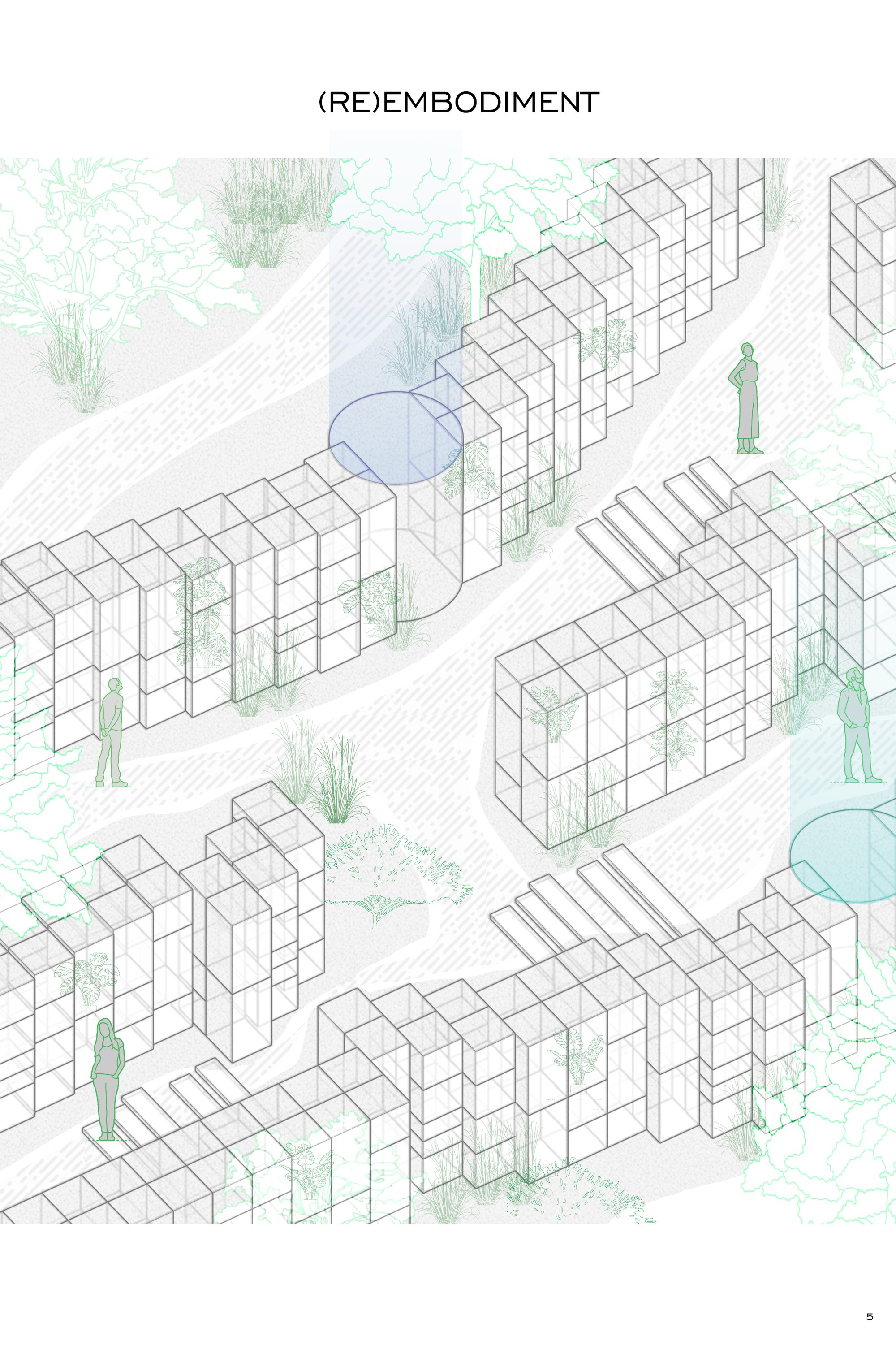 Axonometry of graveyard