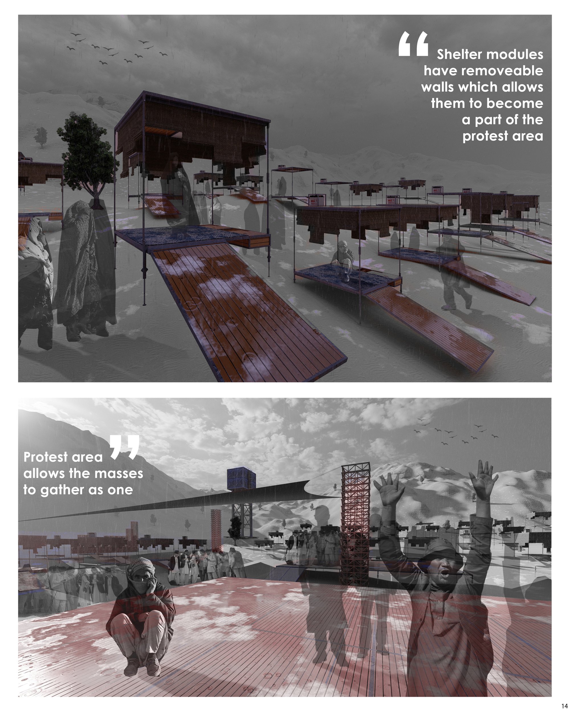 14 - Shelter & Protest Space Renders