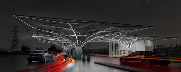 service building - electric car charging station