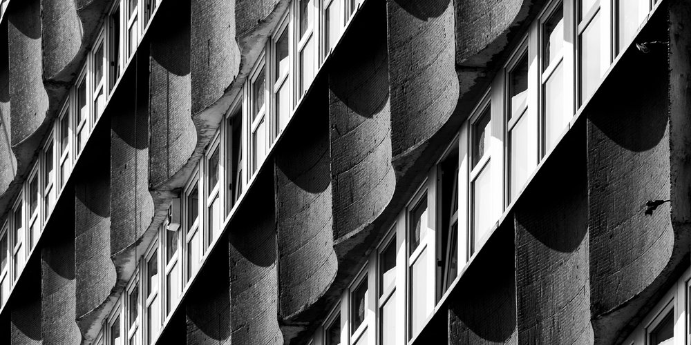 Details of modernist post-war buildings elevation