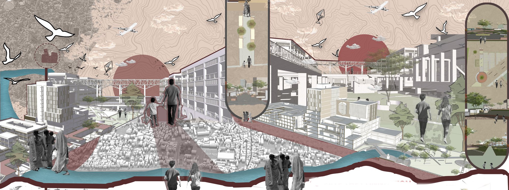 COMMERCIAL COMPLEX WITH (Marke, TOWER, PARK, PLAZA