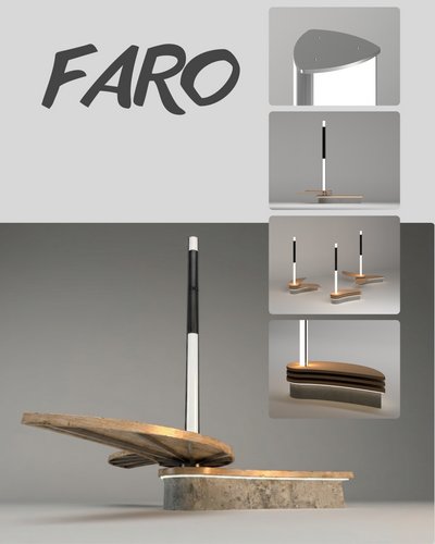 The image showcases a modern architectural design for outdoor lighting fixtures. The design features