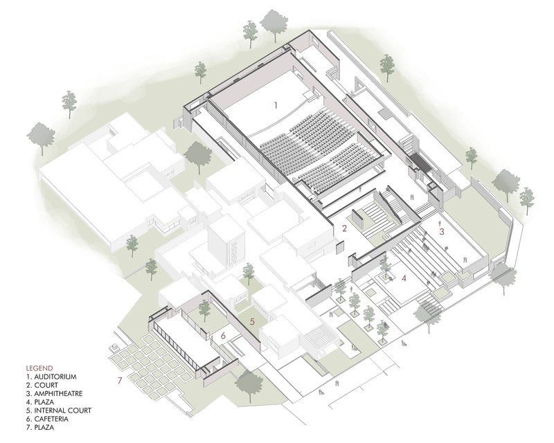 Isometric view of the auditorium block