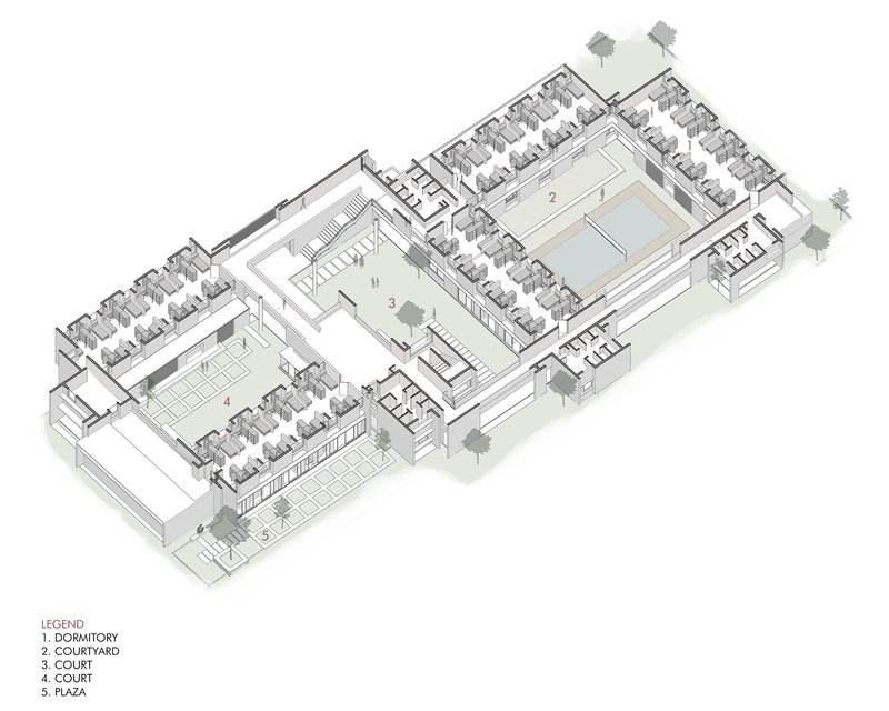 Isometric view of the nursing accommodation