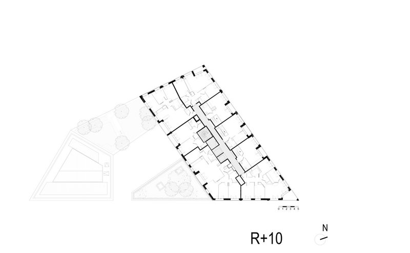 Upper-level plan of the social housing block